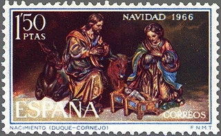 España 1966 1764 Sello ** Navidad Nacimiento (Duque de Cornejo) completa Timbre Espagne Spain Spagna Espana Spanje Spanien 